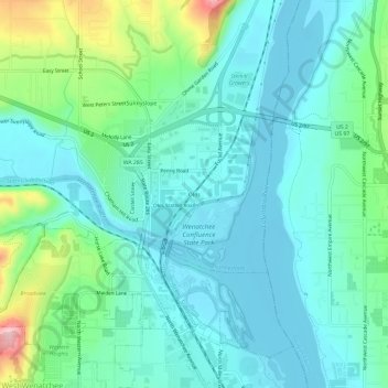 Olds地形图、海拔、地势