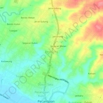 Rengging地形图、海拔、地势