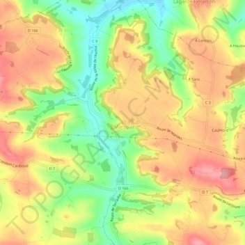 A Doat地形图、海拔、地势