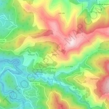 Neipín地形图、海拔、地势