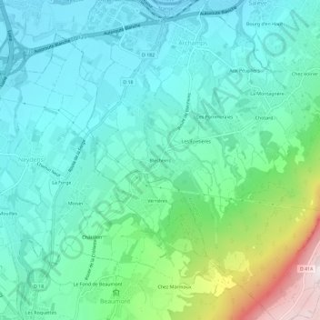 Blécheins地形图、海拔、地势