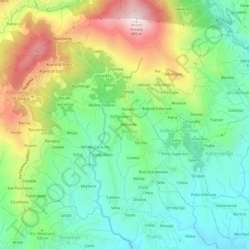Chiesa地形图、海拔、地势