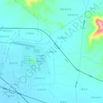 东定福庄村地形图、海拔、地势