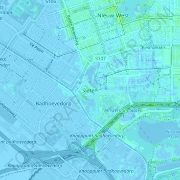 Sloten地形图、海拔、地势