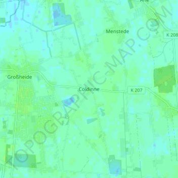 Coldinne地形图、海拔、地势