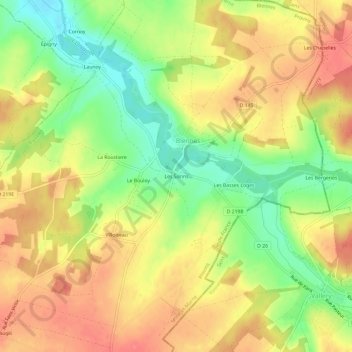 Les Sorins地形图、海拔、地势