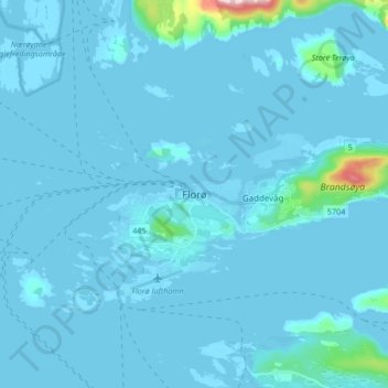 Florø地形图、海拔、地势