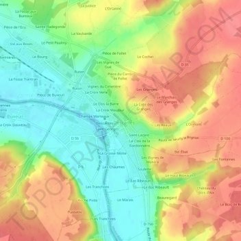 La Ville地形图、海拔、地势