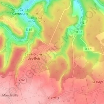 La Pierre Tournante地形图、海拔、地势