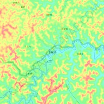 东禅镇地形图、海拔、地势