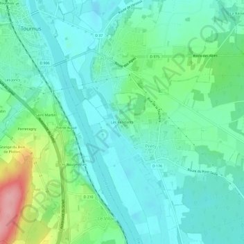 Les Pendants地形图、海拔、地势