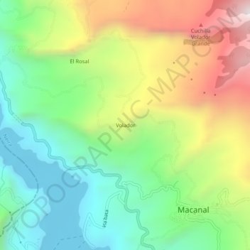 Volador地形图、海拔、地势