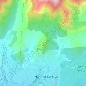 Conical Hill地形图、海拔、地势
