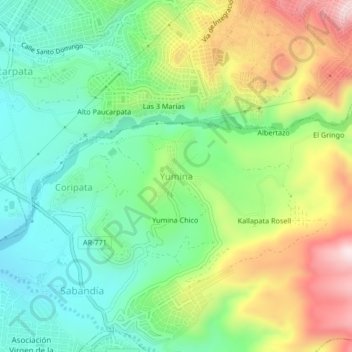 Yumina地形图、海拔、地势
