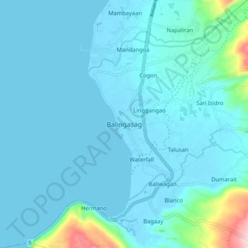 Balingasag地形图、海拔、地势