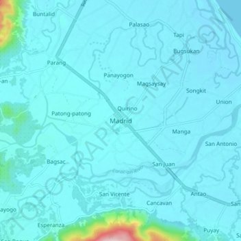Madrid地形图、海拔、地势