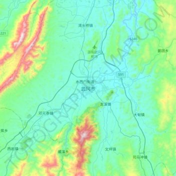 武冈市地形图、海拔、地势
