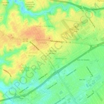 Strathmoor Gardens地形图、海拔、地势