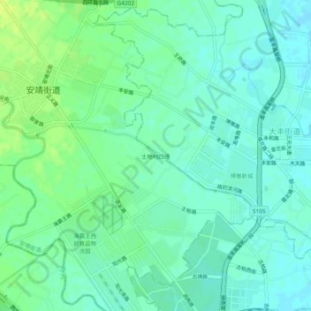 土地村四组地形图、海拔、地势