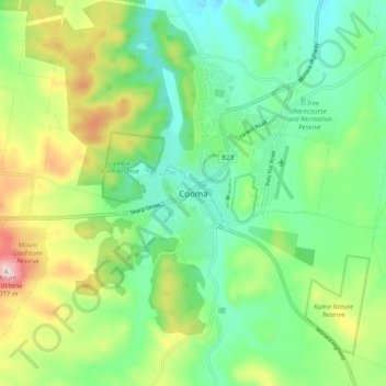 Cooma地形图、海拔、地势