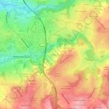 Le Chazaud地形图、海拔、地势