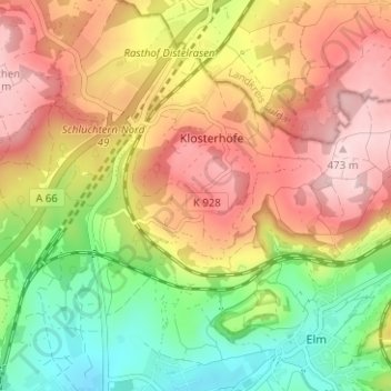 Drasenberg地形图、海拔、地势