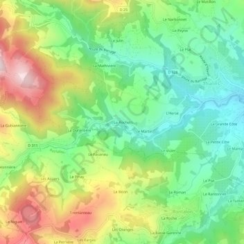 Le Rochet地形图、海拔、地势