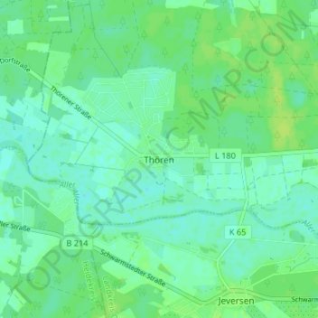 Thören地形图、海拔、地势