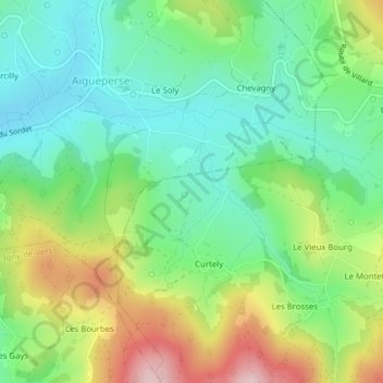Les Theils地形图、海拔、地势