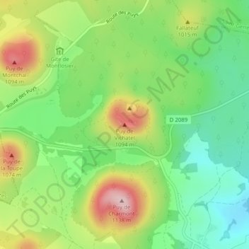 Puy de Vichatel地形图、海拔、地势