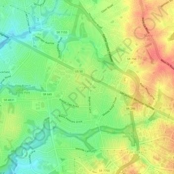 Greenbriar地形图、海拔、地势