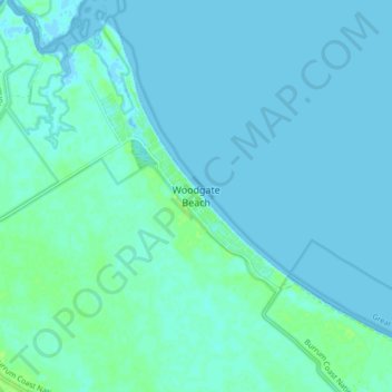 Woodgate Beach地形图、海拔、地势