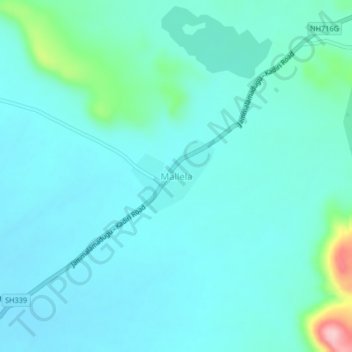 Mallela地形图、海拔、地势