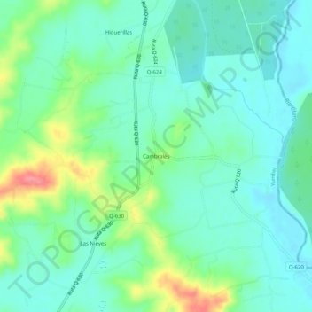 Cambrales地形图、海拔、地势