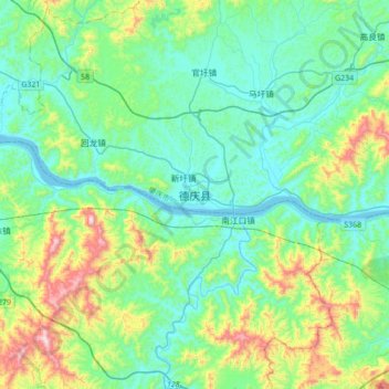 德庆县地形图、海拔、地势