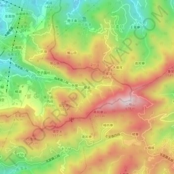 草湳地形图、海拔、地势