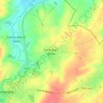 Saint-Jean-Geest地形图、海拔、地势