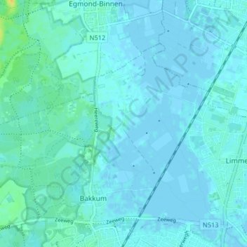 Noord-Bakkum地形图、海拔、地势