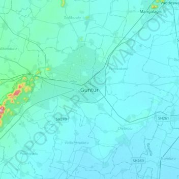 Guntur地形图、海拔、地势