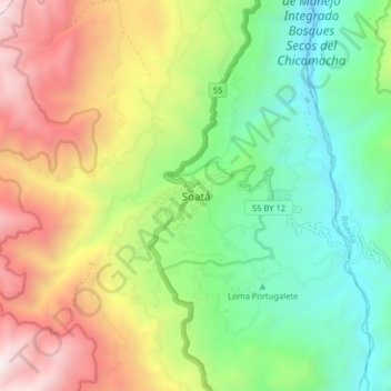 Soatá地形图、海拔、地势