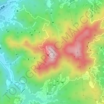 鷲ヶ頭山地形图、海拔、地势