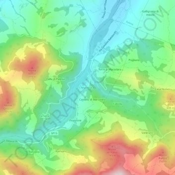 Marzolara地形图、海拔、地势