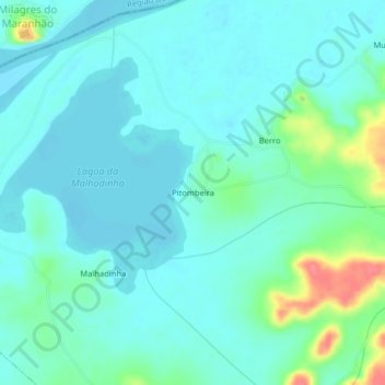 Pitombeira地形图、海拔、地势