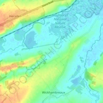 Stodmarsh地形图、海拔、地势
