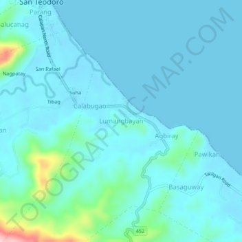 Lumangbayan地形图、海拔、地势