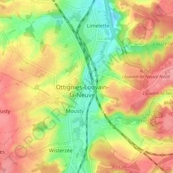 Ottignies地形图、海拔、地势
