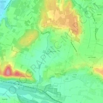 Les Moutiers地形图、海拔、地势