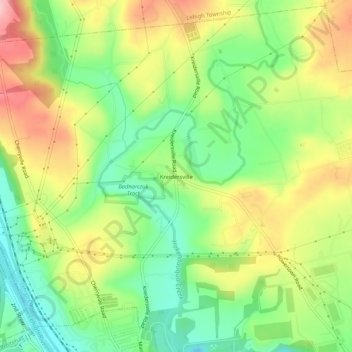 Kreidersville地形图、海拔、地势