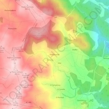 Portomedal地形图、海拔、地势