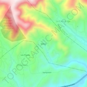 Xeabaj地形图、海拔、地势